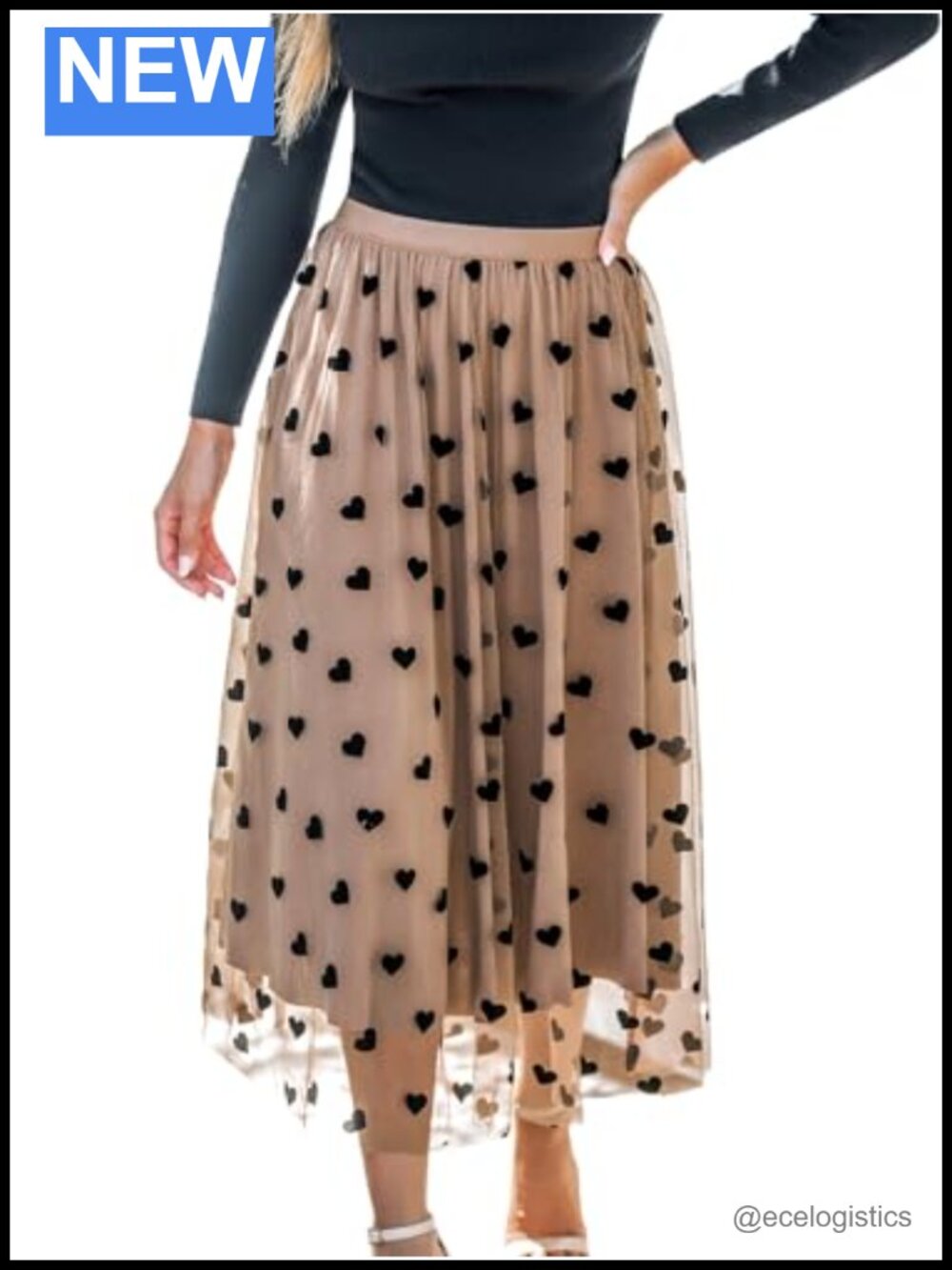 Women's Mesh Tulle A Line Midi Skirt High Waist Flowy Dressy Long Skirt